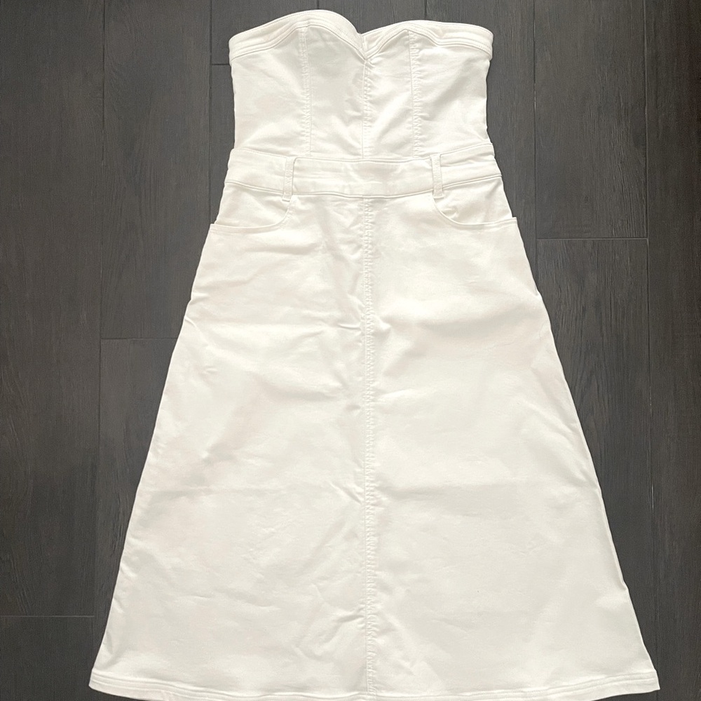 DKNY White Strapless Denim Dress